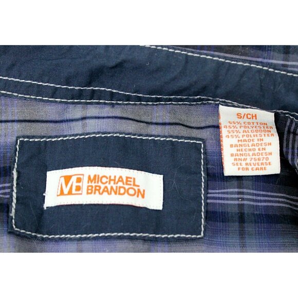 Michael Brandon Sz S Blue Plaid Button Up Shirt Mens Casual Everyday Long Sleeve - Picture 6 of 6